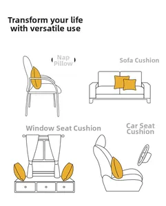 Linen lumbar pillow used as office chair back support, sofa cushion, and car headrest