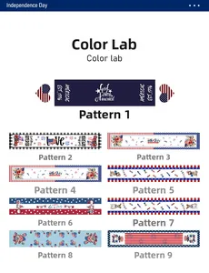 Detail showing nine Independence Day themed table runner patterns with gnomes and stars