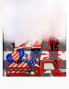 Detail of high-definition digital printing on US Independence Day linen pillow cover