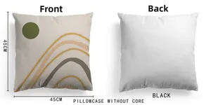 Detailed front and back views of 45x45cm Nordic geometric green sun pillowcase