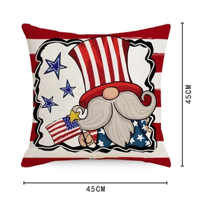 Patriotic gnome pillow cover with US flag pattern and stripes, size 45x45 cm