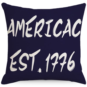 Linen American Independence Day pillow cover featuring navy blue Est 1776 print
