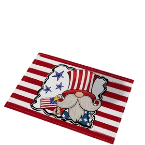 Independence Day gnome placemat with patriotic stars and stripes theme on white background
