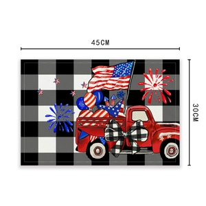 Set de table fête nationale avec camion rouge, drapeau US et carreaux noirs 45x30cm