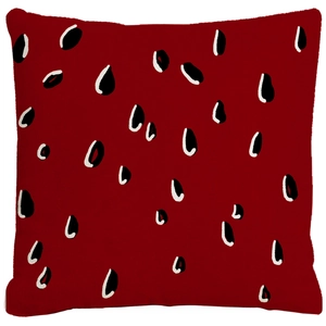 Square watermelon seed pillow cover in dark red fabric for modern home sofa decor