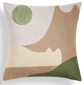 Detailed view of the soft velvet fabric and abstract geometric shapes on the cushion cover