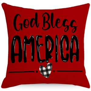 Federa rossa per l'Indipendenza con scritta God Bless America e cuore a quadri bianco e nero