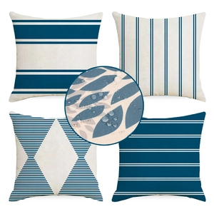 Modern Minimalist Outdoor Waterproof Linen Geometric Cushion Cover For Patio Sofa Couch Decorative Throw Pillow Case