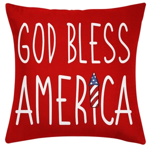 Housse de coussin God Bless America pour la fête de l'indépendance sur rouge