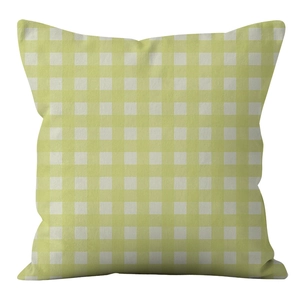 Green and white gingham pattern square throw pillow case with high texture fabric