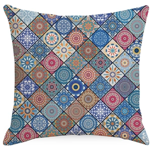 Boho Mandala Kissenbezug mit geometrischer Leinentextur für die Sofadekoration