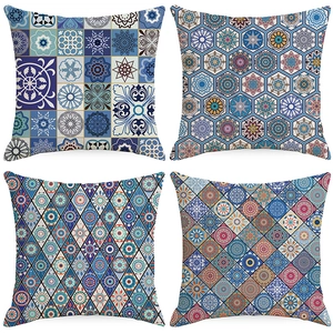 Böhmischer Ethno Leinen Kissenbezug Ethno Mandala Geometrischer Druck Dekorative Kissenhülle Für Sofa Wohnzimmer Deko
