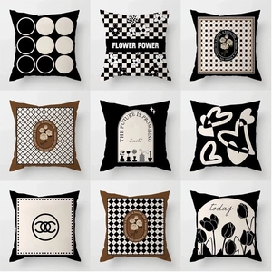 Nordic Minimalist Black And White Throw Pillow Cover Short Plush Decorative Cushion Case For Living Room Sofa Couch Home Decor