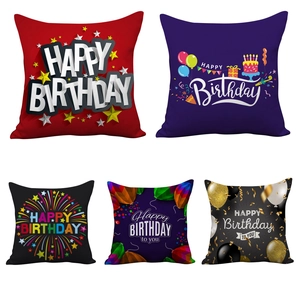 Happy Birthday Short Plush Square Cushion Cover For Sofa Living Room Decoration Birthday Gift Idea Home Throw Pillowcase