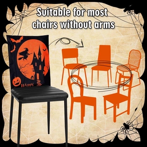 Halloween chair covers with witch and pumpkin pattern suitable for most armless chairs