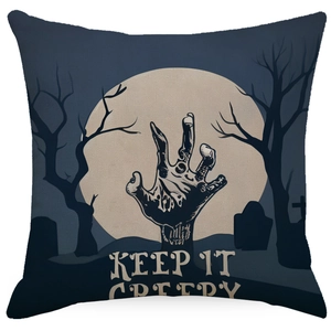 Halloween Kissenbezug mit Zombiehand und Vollmond inklusive KEEP IT CREEPY Aufdruck