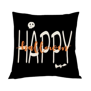Halloween decorative pillow case with black ghost and pumpkin motifs for sofa decor