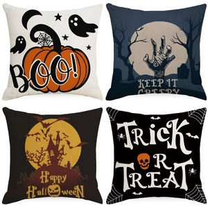 Halloween Leinen Kopfkissenbezug Deko Kissenhülle Kürbis Geist Schloss Druck Für Home Decor Wohnzimmer Sofa Feiertag Geschenk