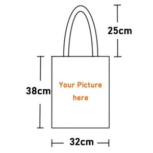 Detailliertes Maβdiagramm für Canvas-Tragetasche mit 32x38cm Abmessungen und 25cm Henkel