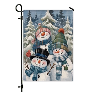 Christmas Garden Flag With Metal Stand Weather Resistant Double Sided Polyester Holiday Outdoor Yard Porch Decor Banner