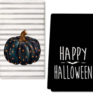 Set di asciugamani per Thanksgiving con zucca e Happy Halloween per la cucina