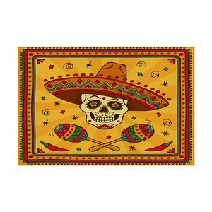 Halloween Dag van de Doden placemat met suikerschedel ontwerp en sombrero op wit