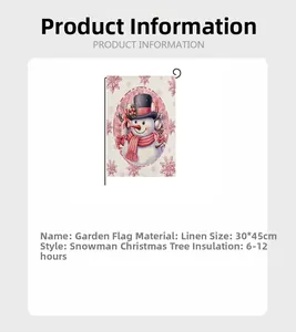 Detail of Christmas snowman garden flag made of premium linen fabric, size 30x45cm