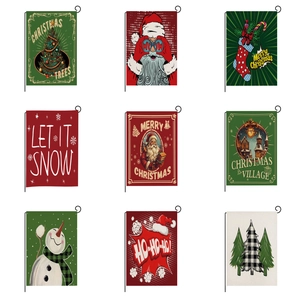 Weihnachts Gartenflagge Doppelseitig Polyester Leinenoptik Festliche Außendekoration Weihnachtsmann Schneemann Banner Für Feiertage