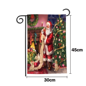 Detailed view of Santa Claus garden flag with 30x45cm dimensions and metal holder