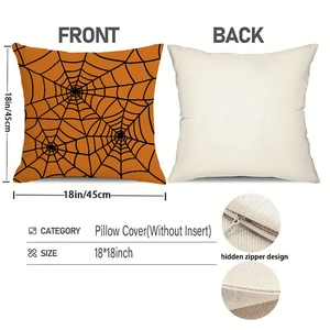 Detail showing invisible zipper and spider web pattern on a linen pillow cover