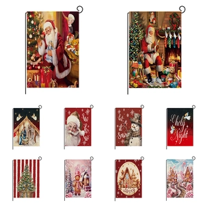 Christmas Garden Flag With Stand Festive Nutcracker Santa Nativity Burlap Garden Decor Outdoor Yard Holiday Banner