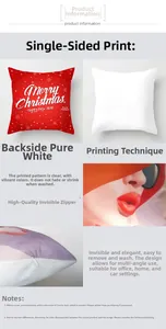 Detail of red Merry Christmas cushion cover showing invisible zipper and fabric texture