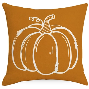 Autumn pumpkin throw pillow cover in orange linen for Thanksgiving sofa decoration