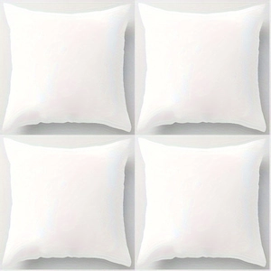 Set of four ultra-soft square white decorative pillow covers in minimalist solid style