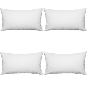 Set of four ultra-soft white rectangular lumbar pillow covers with premium fabric texture