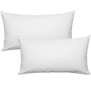 Pair of ultra-soft solid white rectangular lumbar pillowcases with textured fabric finish