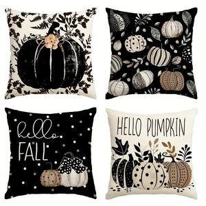 Nordic Linen Fall Throw Pillow Cover Pumpkin Hello Fall Letter Print Decorative Cushion Case For Thanksgiving Home Sofa