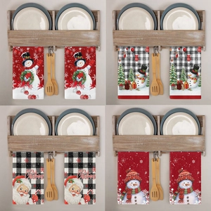 Strofinacci da Cucina in Microfibra Natalizi con Pupazzo di Neve Babbo Natale Panni Assorbenti per Arredamento Casa Natalizio