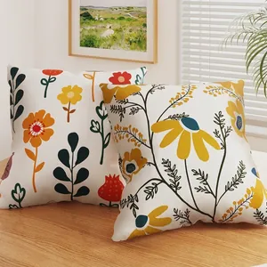 American Pastoral Style Floral Pattern Pillowcase Decorative Soft Short Plush Throw Pillow Cover For Living Room Sofa Home Decor