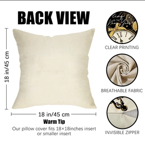 Detail view of 18x18 inch linen cushion cover with invisible zipper and breathable fabric