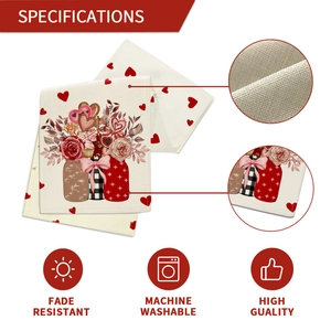Fallen resistant Valentine's Day table runner with red hearts and pink roses decor