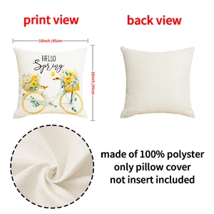 Detail view of polyester floral pillow cover showing texture, front and back design
