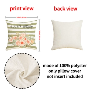 Detailed view of 18x18 inch spring pillow cover with 100% polyester linen texture