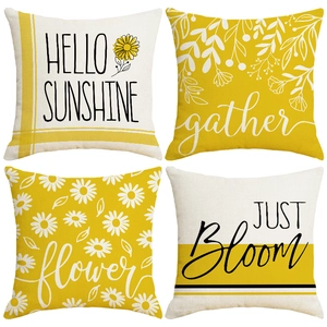 Linen Pillowcase Sunflower Daisy Floral Print Cushion Cover Decorative Throw Pillow Case For Sofa Living Room Home Decor