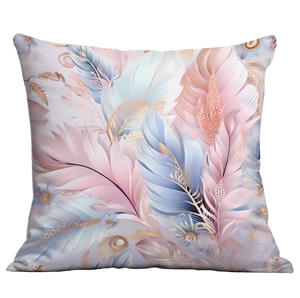 Vintage floral bird throw pillow cover with artistic feather patterns for sofa decor