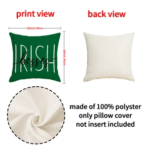 Detail showing the linen texture and St. Patrick's Day design on the 18x18 inch pillowcase