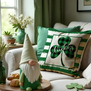 Housse de coussin Lucky trèfle en lin pour décor de canapé Saint-Patrick