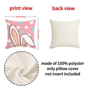 Detailed view of 45cm Easter pillowcase texture with bunny ears and size specifications