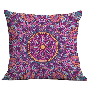 Ethnic bohemian mandala pillow cover with colorful geometric abstract floral art pattern