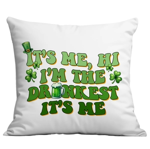 Macro detail of the St. Patrick's Day graphic print on a high-quality white sofa pillow cover